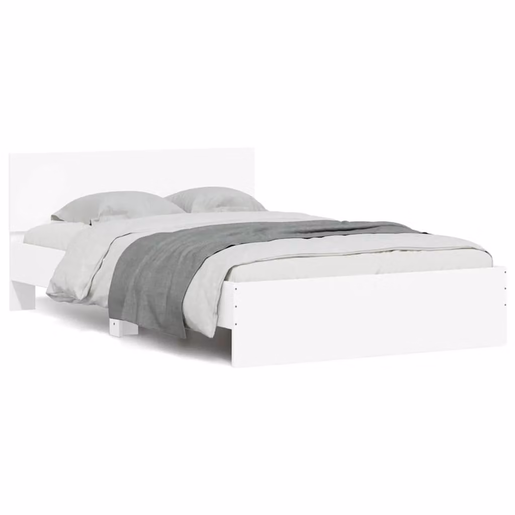 vidaXL Giroletto Moderno con Testiera, Illuminazione LED e Porta USB, Bianco, L/P: 120 x 200 cm