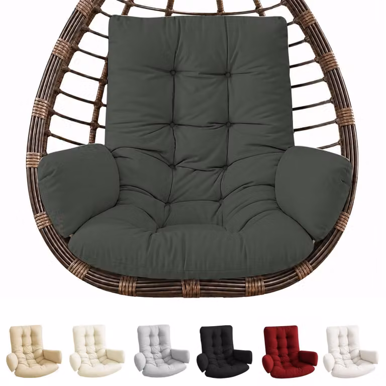 Cuscino per sedia a dondolo sospesa, confortevole, per interni ed esterni, color grigio scuro