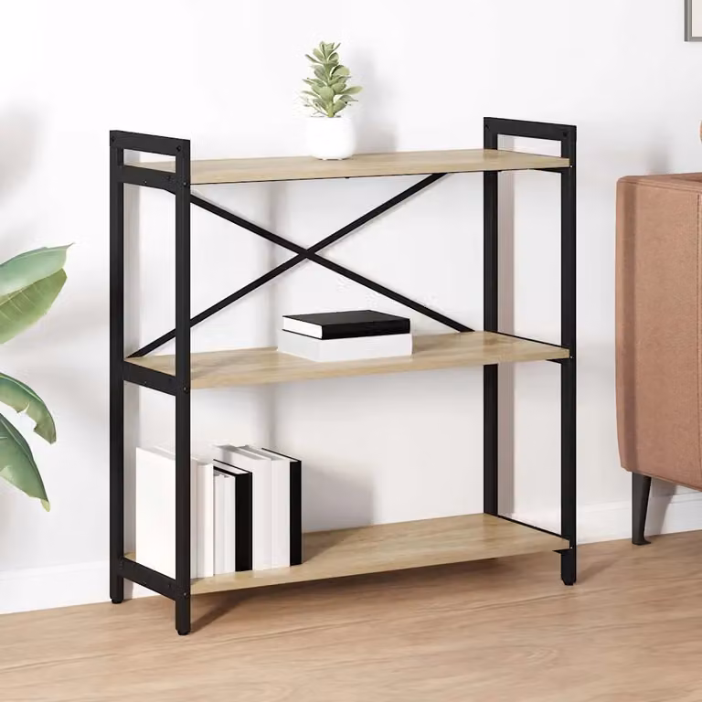 Libreria stile industrial vidaXL in legno e metallo, colore marrone, L 80 cm x P 30 cm x H 85 cm