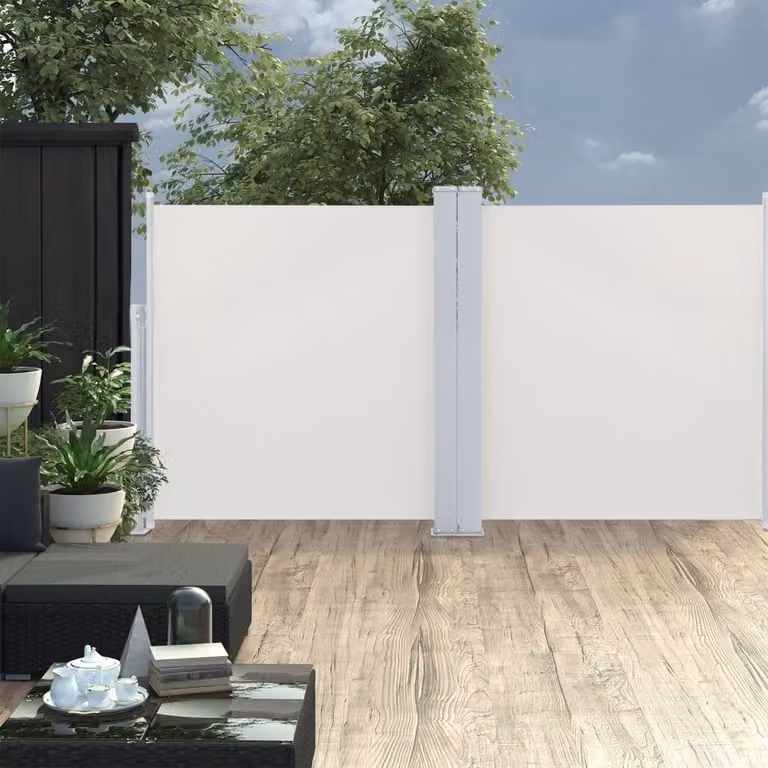 The Living Store Tenda laterale estensibile bianco crema 120 x 600 cm