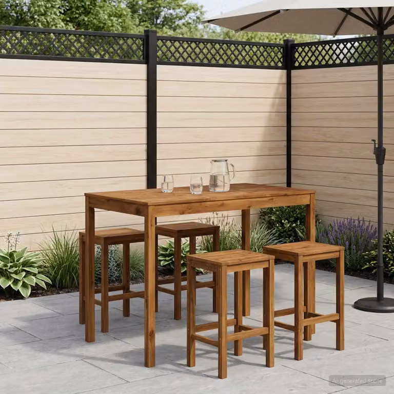 vidaXL Tavolo Bar da Giardino in Legno di Acacia Marrone, L: 147 cm, P: 88,5 cm, H: 105 cm