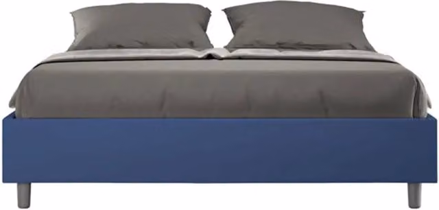 Letto matrimoniale con rete imbottito 160x200 similpelle blu Azelia