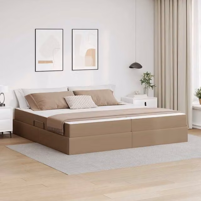 Letto con contenitore e materasso 2 pz Cappuccino Pelle 3399627