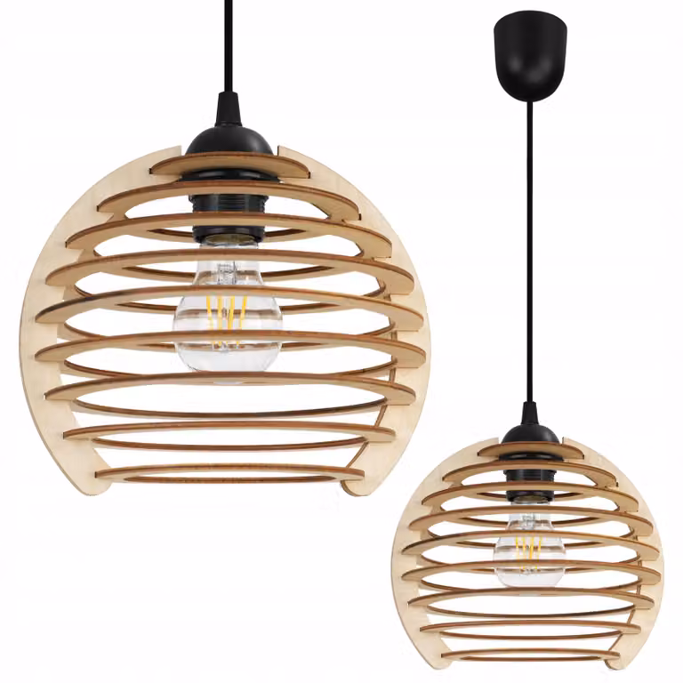 Lampada a sospensione, lampadario da soffitto, legno, paralume LED