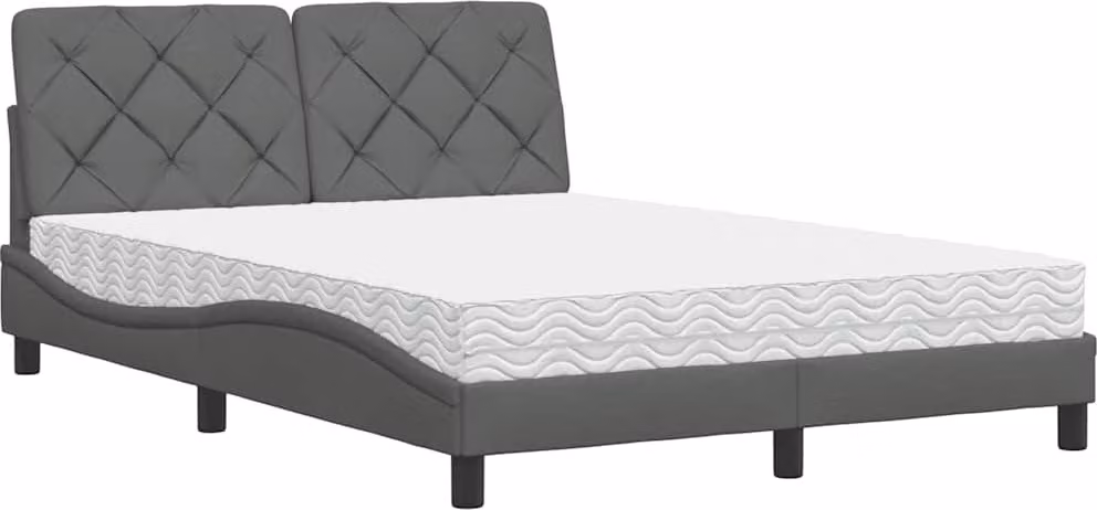 Letto con Materasso Grigio Scuro 120x200 cm Tessuto