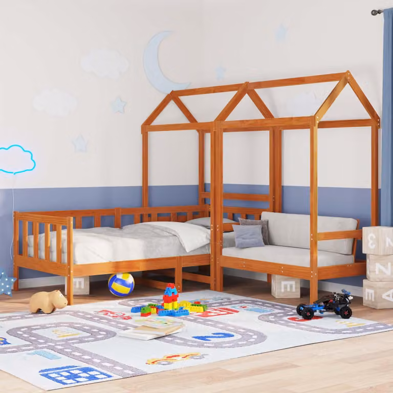 Maison Exclusive - Set da letto a giorno, 3 pezzi, color cera, legno di pino massello