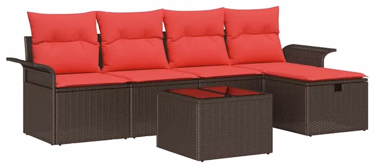 Set Divano da Giardino con cuscino 6 pcs Poly Rattan