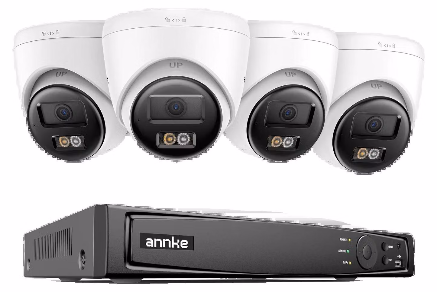 Telecamera di sicurezza, risoluzione 12MP, audio bidirezionale, sistema con 8 canali e 4 telecamere, senza fili