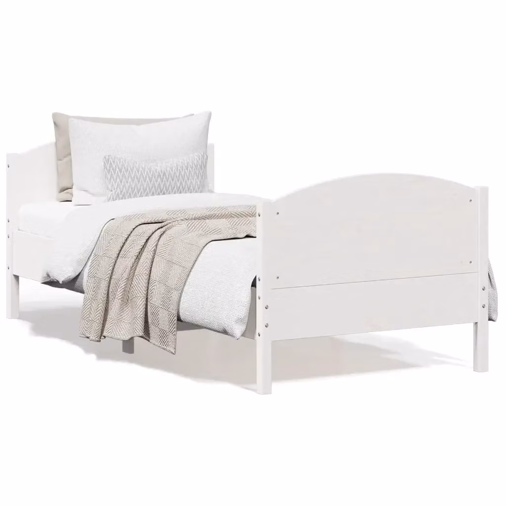 Letto singolo in legno massello di pino bianco vidaXL L/P/H: 90 x 200 cm – 2
