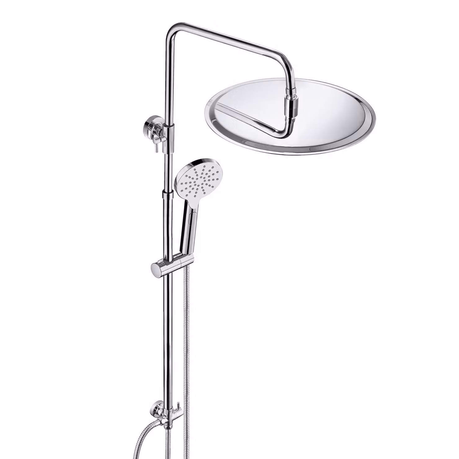 JOHO 304 Colonna Doccia senza Miscelatore in Acciaio Inox 304 Cromato Set Doccia a Pioggia con Soffione e Doccetta a Mano D30cm tondo