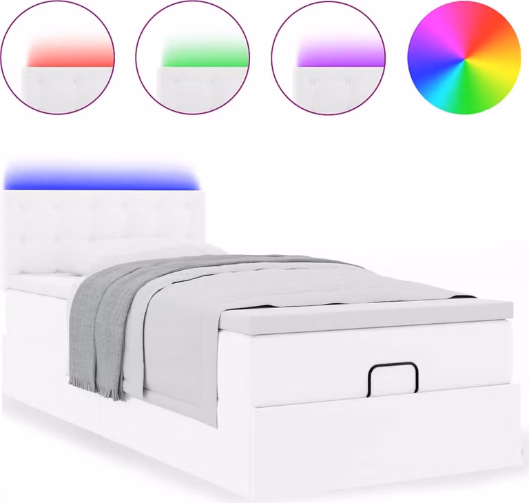 Struttura Letto Pouf con Materasso 90x200 cm Pelle finta
