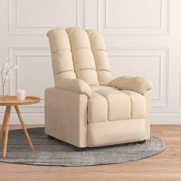 vidaXL Poltrona Reclinabile Relax in Tessuto Beige con Braccioli e Regolazione Manuale