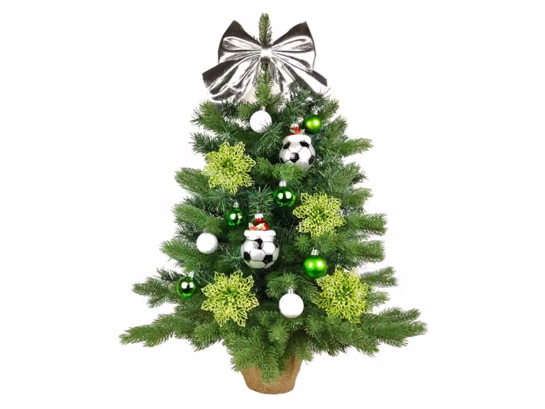 Albero di Natale artificiale decorato REGALO CALCISTICO 60 cm con illuminazione a LED IN VASO