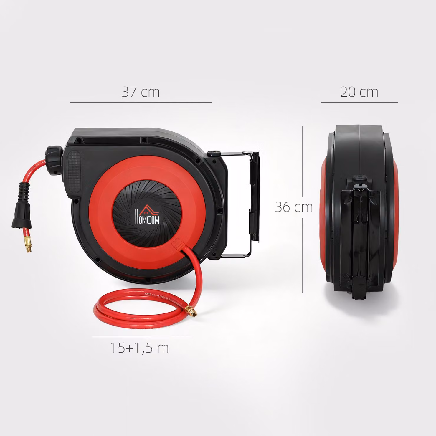Avvolgituubo pneumatico automatico HOMCOM da 15 m + 1,5 m di tubo flessibile per aria compressa, 10 bar