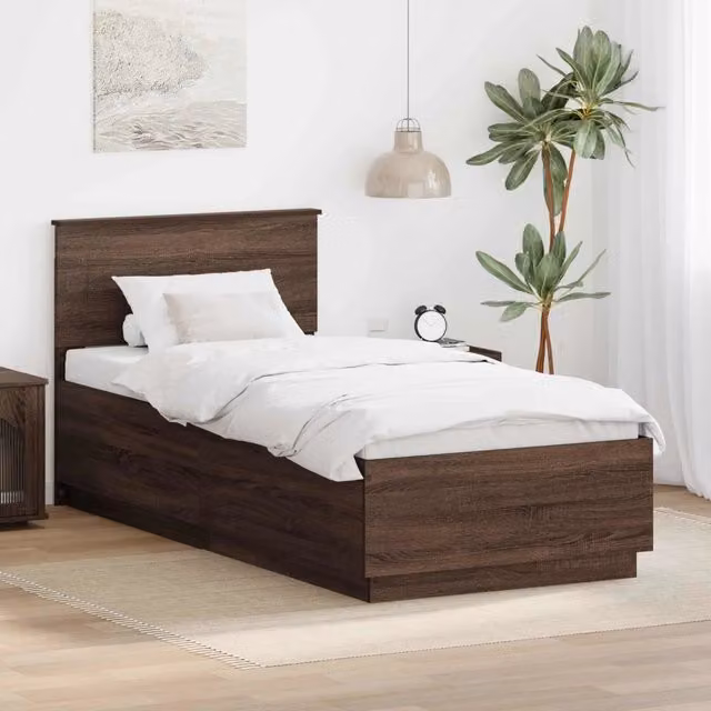 Struttura del letto con testiera-Giroletto con Testiera Rovere Marrone 70 x 190 cm 426967