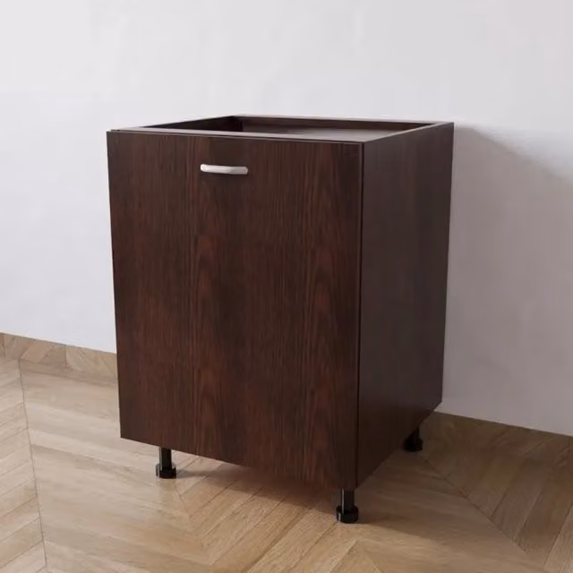 Base cucina Calandrelli con 1 anta, colore Wengè, L: 60 cm, P: 55,5 cm, H: 72 cm