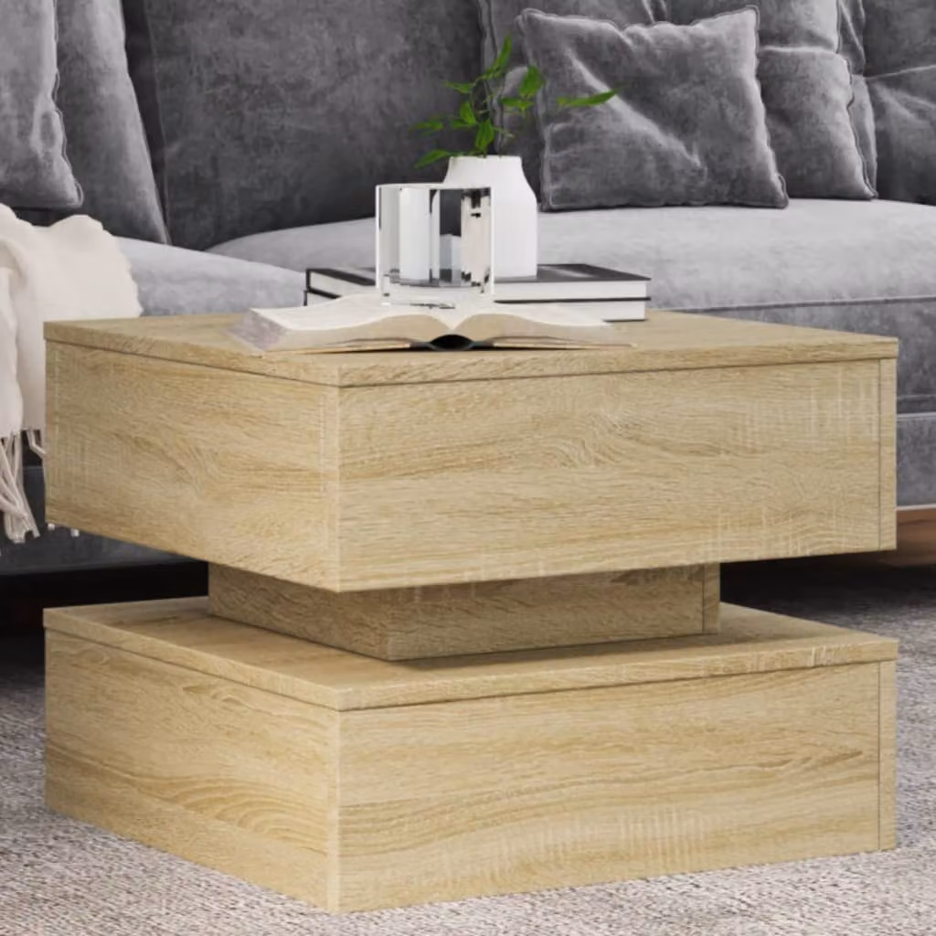 vidaXL Tavolino da Salotto Moderno Quadrato in Legno e Metallo, Colore Marrone e Beige, L/P/H: 50 x 50 x 40 cm