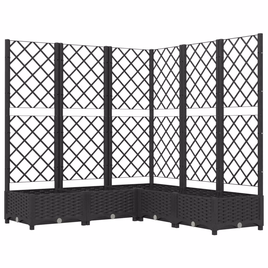 Fioriera da giardino con graticcio per piante rampicanti Design Mania, colore nero, in plastica, L/P/H: 120 x 120 x 121,5 cm – 2