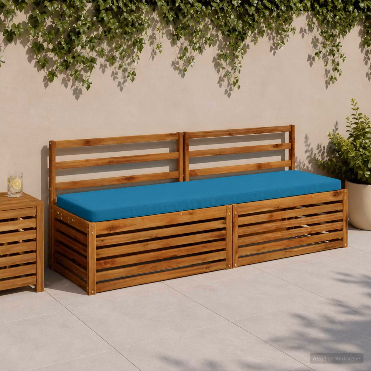 Set di 2 cuscini per panchina vidaXL VUGHT blu in poliestere con rivestimento lavabile e resistente ai raggi UV