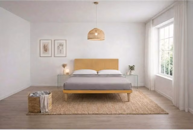 Letto imbottito Matrimoniale 180x190 cm Vertical - Con rete,Microfibra,Ocra