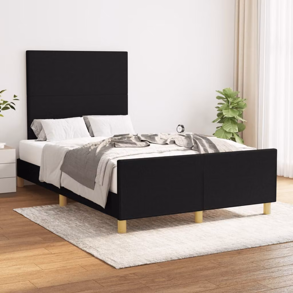 The Living Store Struttura letto con testiera nera 120x200 cm in tessuto