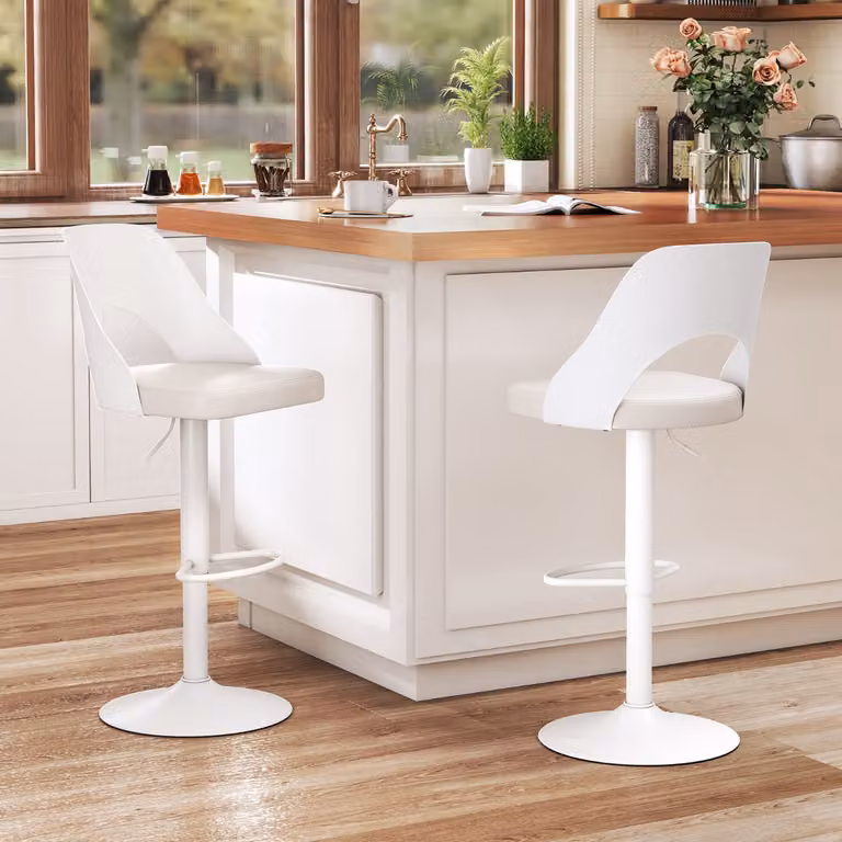 Set di 2 sgabelli da bar moderni Costway girevoli e regolabili con seduta in ecopelle bianca per cucina e bistrot