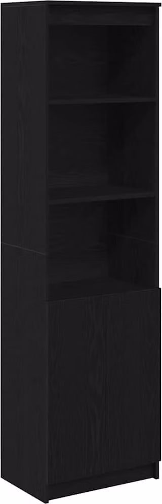 Credenza Rovere Nero 50x35x180 cm in Legno Multistrato