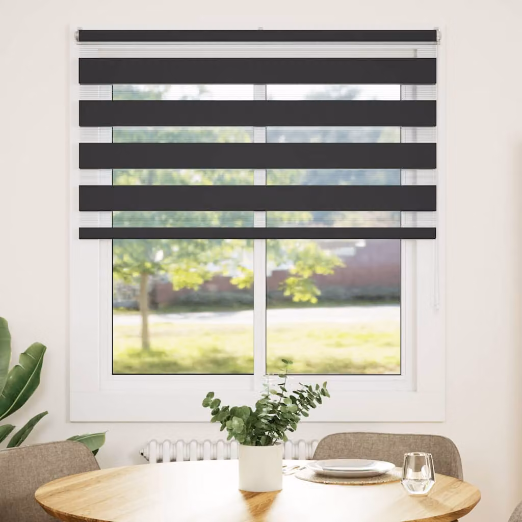 vidaXL Tenda a Rullo Zebra Nero Larghezza Tessuto 125,9 cm Poliestere
