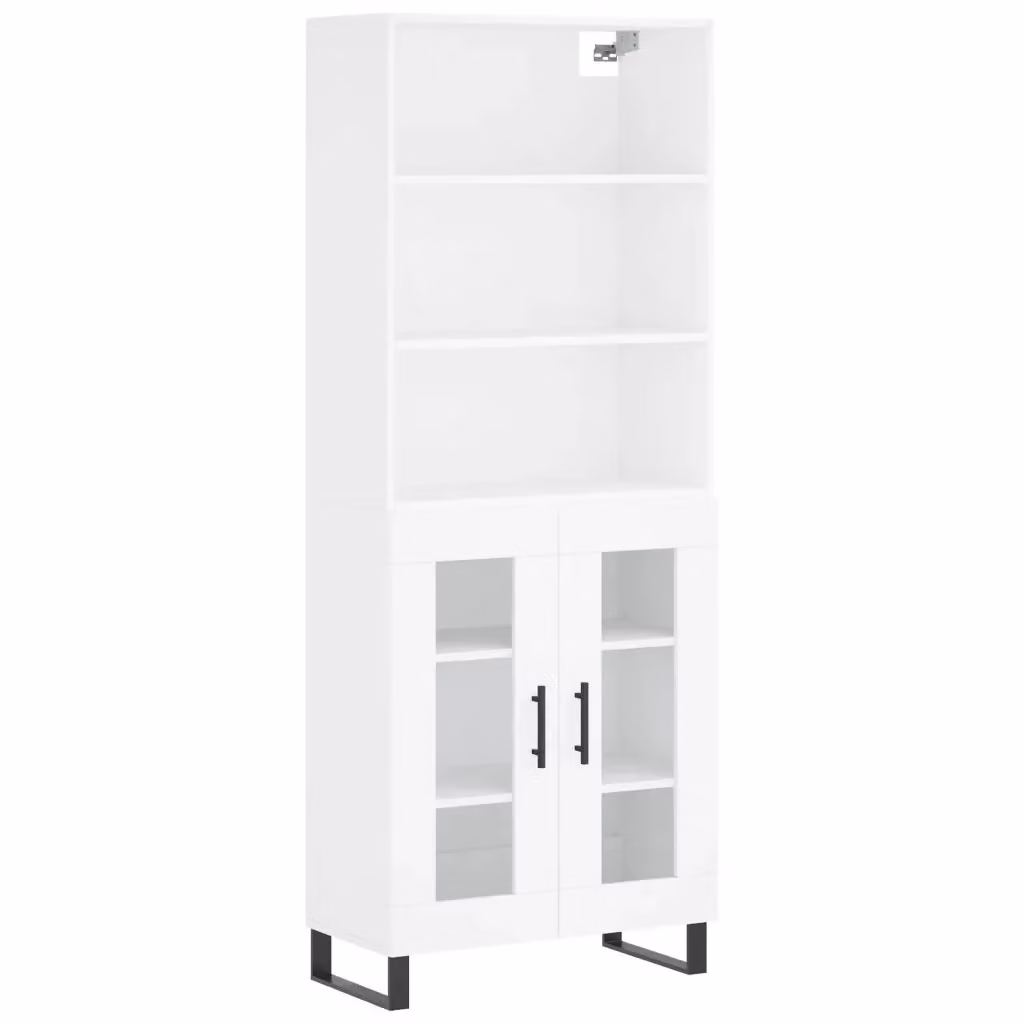 Credenza moderna bianca vidaXL a parete in legno e metallo L: 69,5 cm, P: 34 cm, H: 180 cm – 2