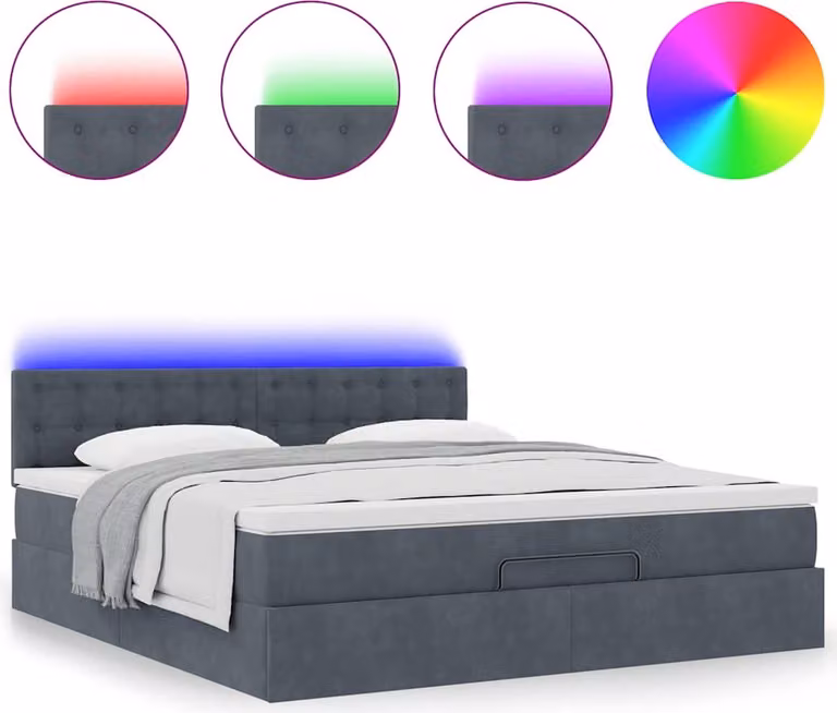 Struttura Letto Pouf con Materasso 180x200 cm in Velluto