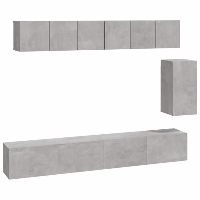 Set di Mobili Porta TV 6 pz | Armadietto TV | Mobile Porta TV Grigio Cemento in Legno Multistrato