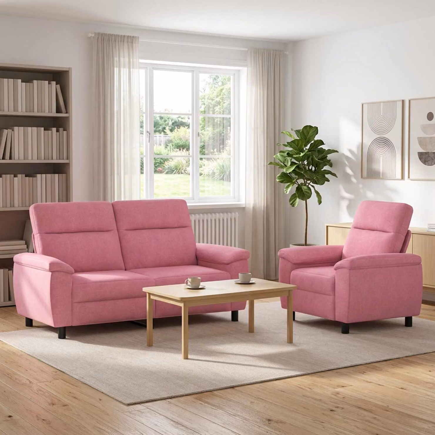 Set di 2 divani moderni vidaXL in tessuto rosa con struttura in metallo per il tuo soggiorno