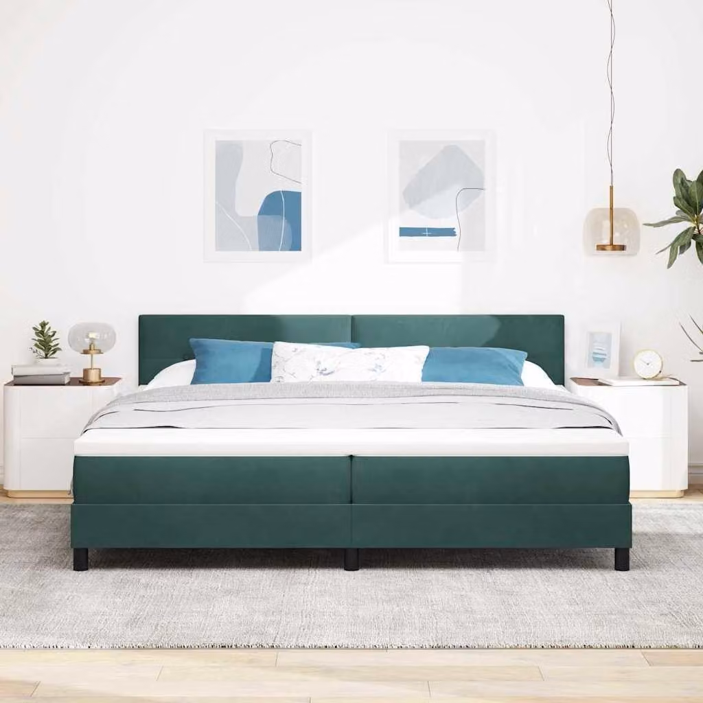 Maison Exclusive - Letto boxspring con testiera verde scuro 200 x 200 cm in velluto