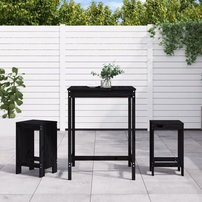 Maison Exclusive - Set Bar da Giardino 3 pz Nero in Legno Massello di Pino