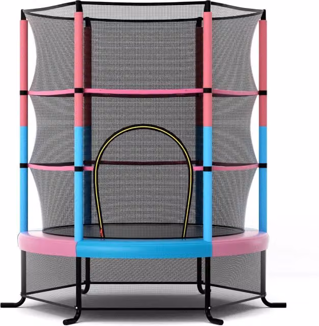 Trampolino da giardino rosa con rete di sicurezza e gambe curve in PVC L/P/H: 165 x 165 x 161 cm