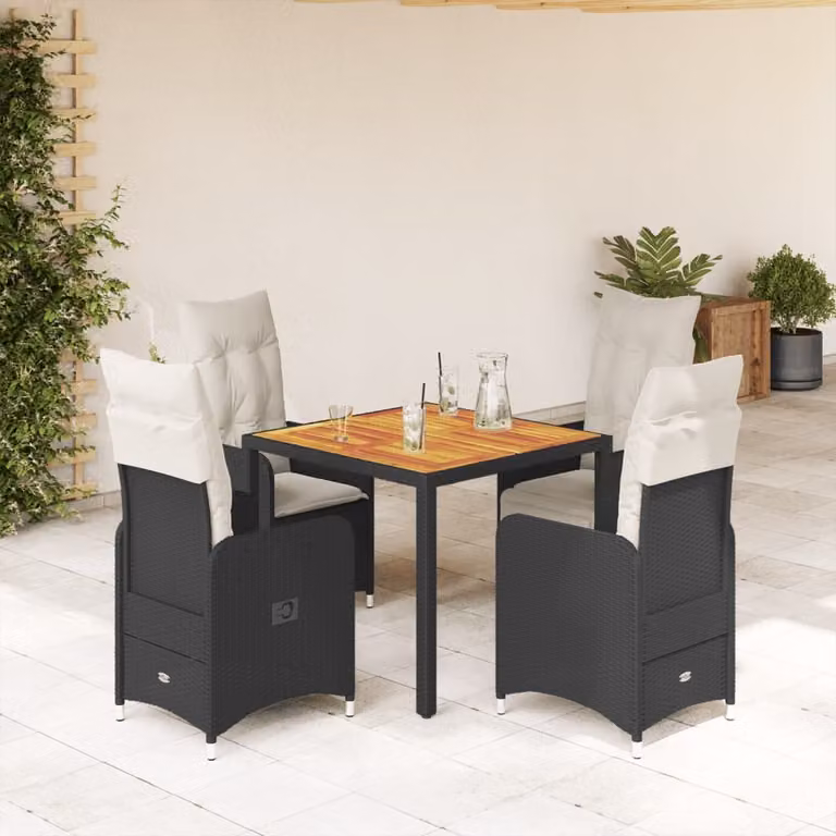 Maison Exclusive - Set da giardino bistrot 5 pezzi con cuscini in polyrattan nero