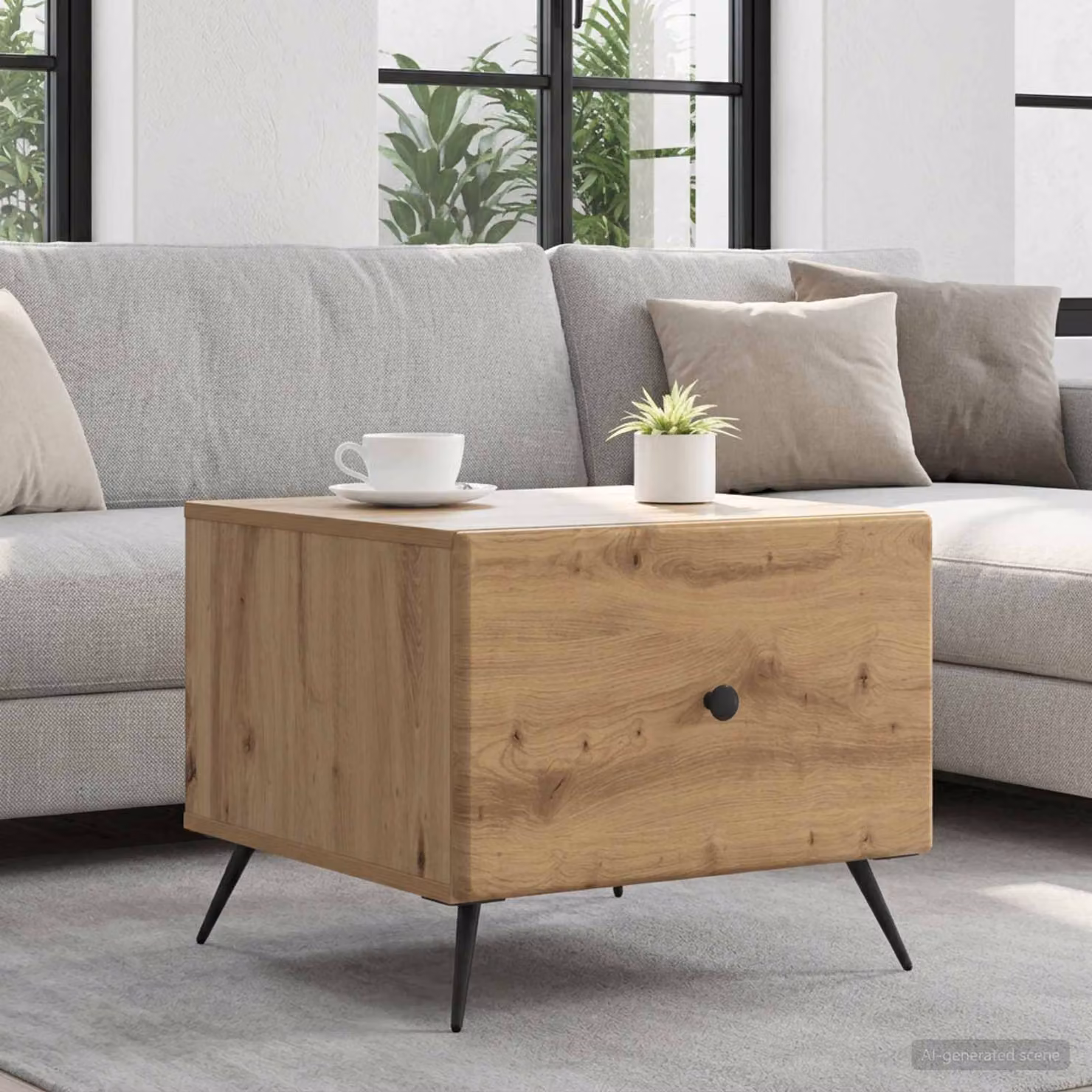 vidaXL Tavolino da salotto rettangolare in legno color rovere marrone L: 49 cm, P: 50 cm, H: 40 cm