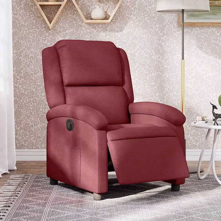 vidaXL Poltrona Elettrica Reclinabile in Tessuto Rosso con Braccioli e Funzione Auto-Return