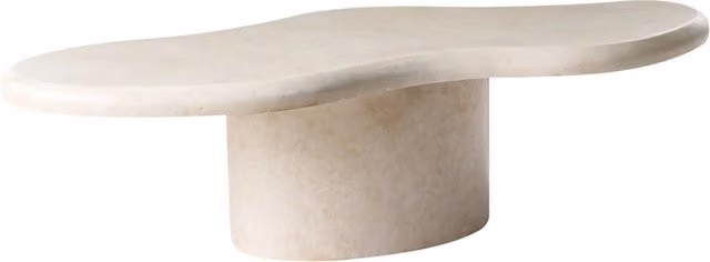 Tavolino d'angolo Beliani Bianco e Beige con design astratto per soggiorno e giardino L: 120 cm, P: 57 cm, H: 34 cm – 1