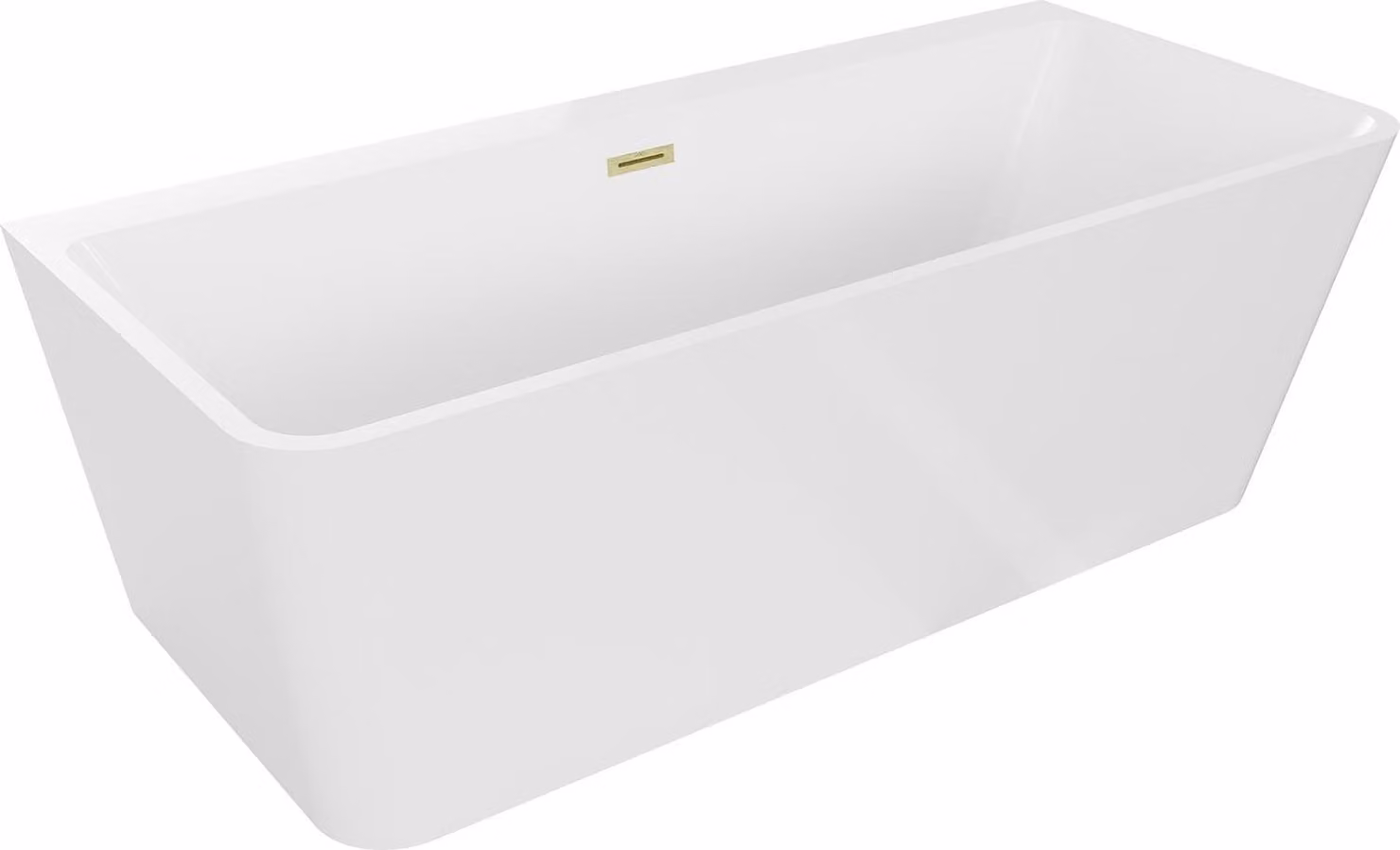 Mexen Volta vasca da bagno freestanding a parete 150 x 75 cm, bianca, troppo pieno oro spazzolato - 51131507500-55