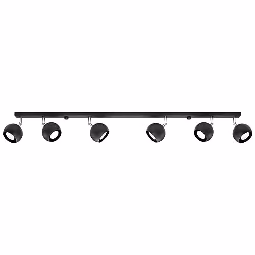SOLLUX lighting Lampada da Soffitto - Lampadario in Acciaio - 6 Paralumi - Lampada LED - Nero Oculare