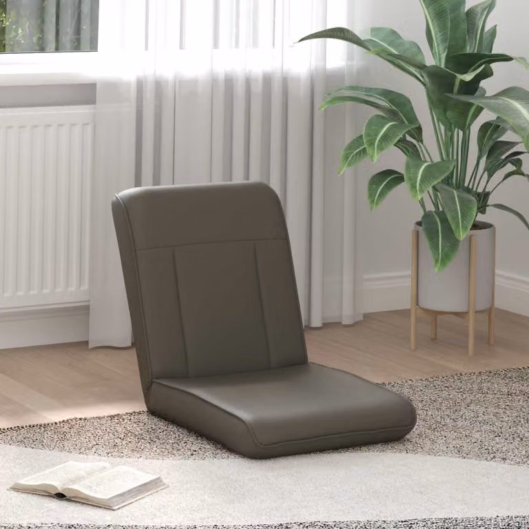 Sedia a pavimento regolabile vidaXL in similpelle grigia con struttura in metallo e plastica