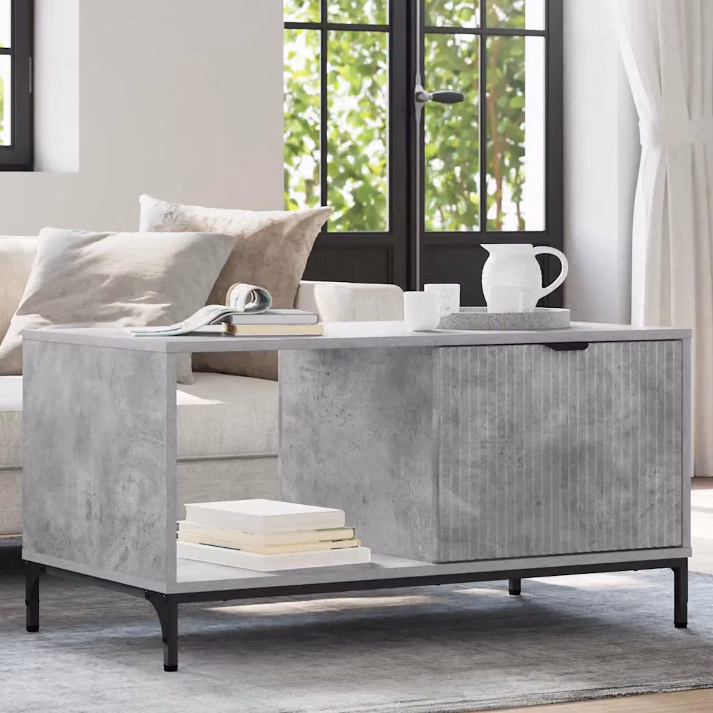 vidaXL Tavolino da salotto rettangolare in composito grigio L: 90 cm, P: 49 cm, H: 46 cm