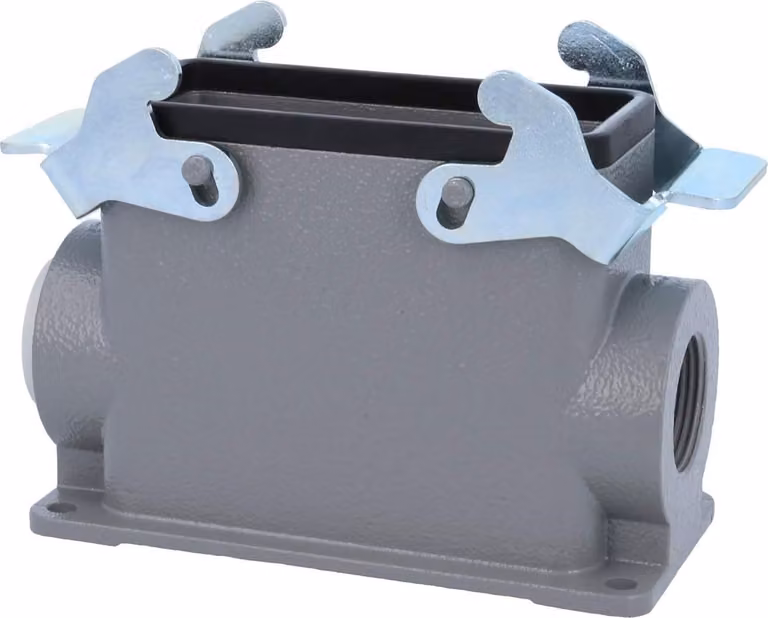 HARTING Han 16B Alloggiamento base alto, 1xM25 uscita cavo laterale, con 2 staffe trasversali Vite M25 Area di serraggio 9,0 mm
