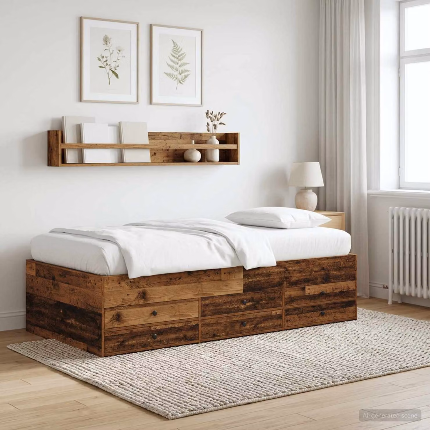 vidaXL Telaio del letto con cassetti in legno color marrone L 80 x P 200 x H 45.5 cm