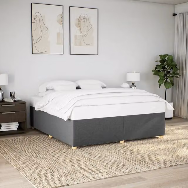 Giroletto vidaXL in tessuto grigio scuro con doghe in legno, L 180 x P 200 cm – 1
