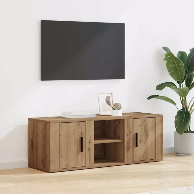 Mobile TV vidaXL in stile rustico color rovere, L 100 x P 31,5 x H 35 cm