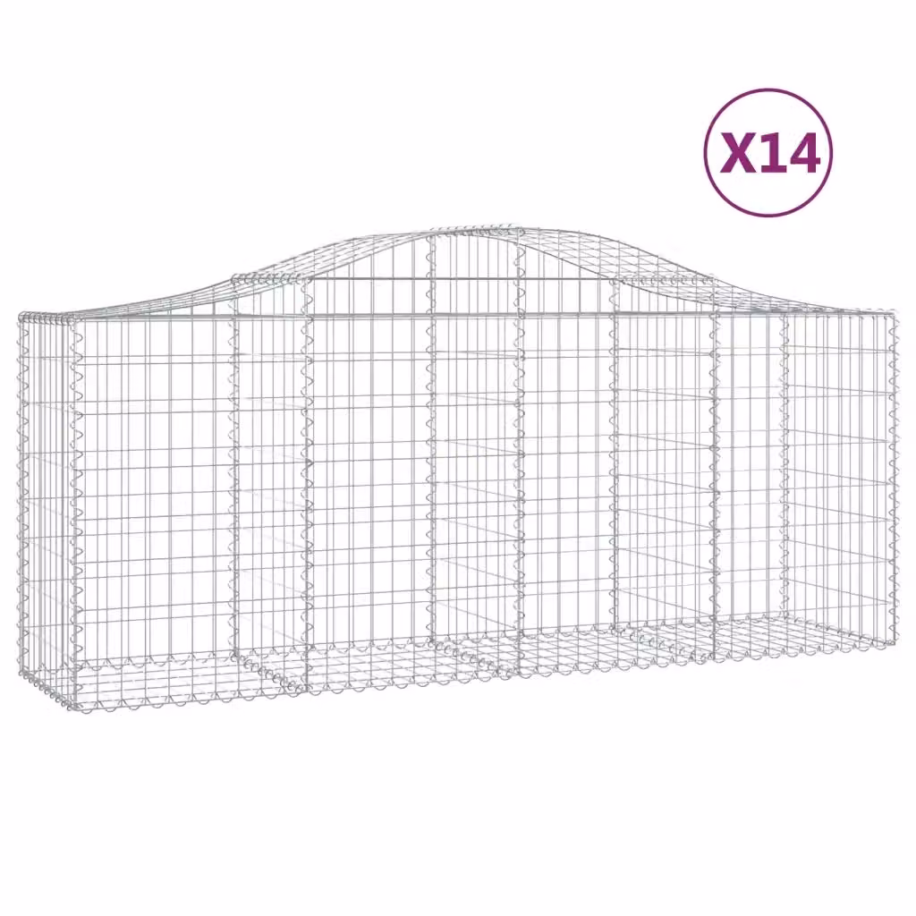 Set di 14 Cesti Gabbioni ad Arco Videx in Acciaio Zincato Argento L: 200 cm, P: 50 cm, H: 80/100 cm – 2