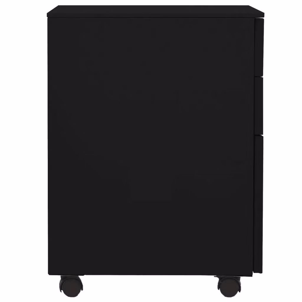 Schedario Mobile vidaXL in Metallo Nero Opaco con Ruote e Serratura L: 39 cm, P: 45 cm, H: 60 cm – 2