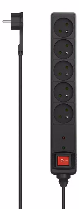 Presa multipla con protezione da sovratensioni Hama P2223771 5 prese 1,5 metri Nero